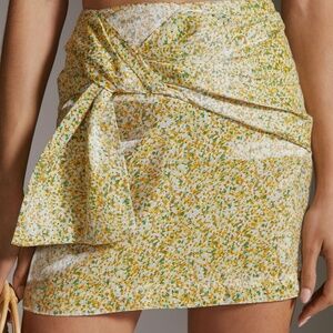 Anthropologie Yellow and Green Mini Skirt